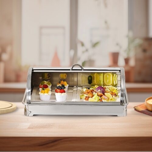 59x38.5cm Silver Color Ceramic Serving Bowl Chafing Dish for Kitchen - Image 5