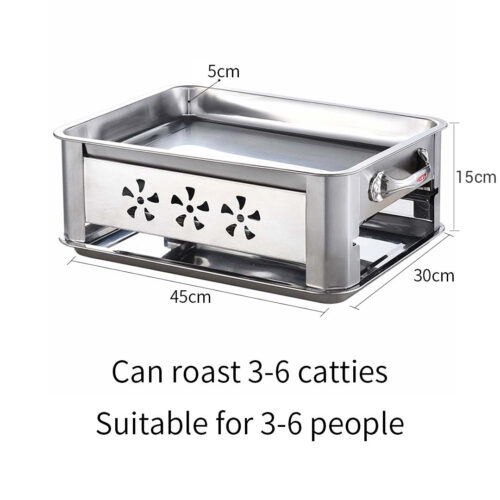 45cm Portable Stainless Steel Outdoor Chafing Dish BBQ Fish Stove Grill Plate - Image 7