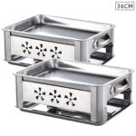 2x 36CM Portable Stainless Steel Outdoor Chafing Dish BBQ Fish Stove Grill Plate