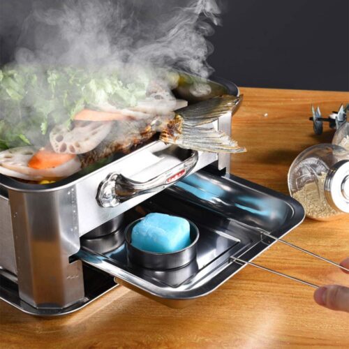 2x 45CM Portable Stainless Steel Outdoor Chafing Dish BBQ Fish Stove Grill Plate - Image 2