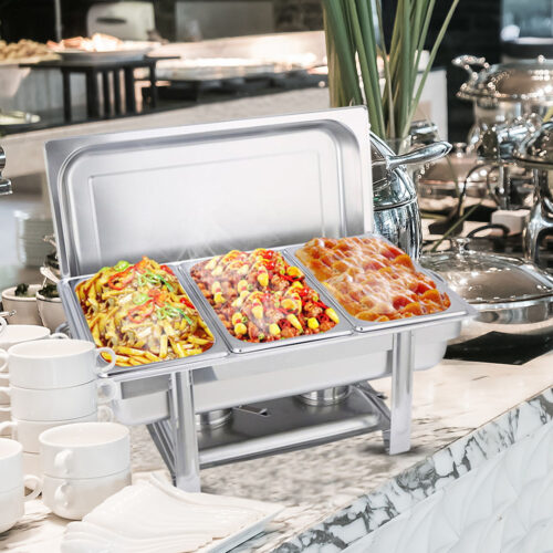 Triple Tray Stainless Steel Chafing Catering Dish Food Warmer - Image 4