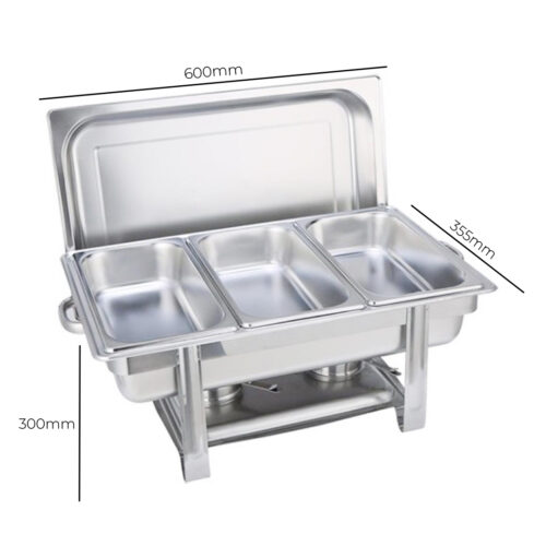 Triple Tray Stainless Steel Chafing Catering Dish Food Warmer - Image 7