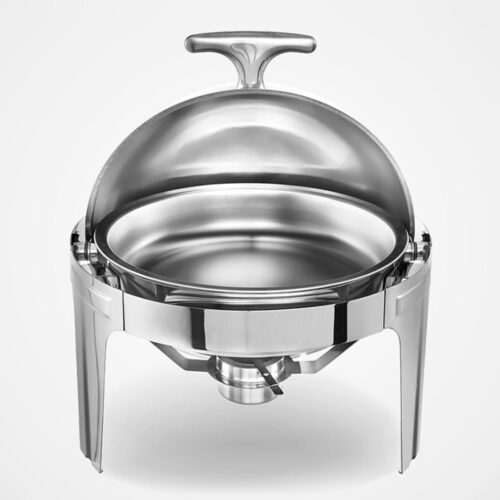 6L Stainless Steel Chafing Food Warmer Catering Dish Round Roll Top - Image 2
