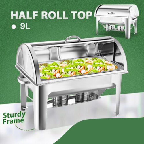 9L Stainless Steel Full Size Roll Top Chafing Dish Food Warmer - Image 3