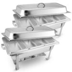 2x 3L Triple Tray Stainless Steel Chafing Food Warmer Catering Dish