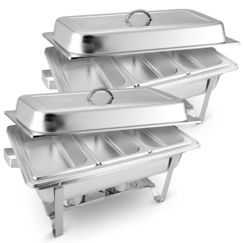 2x 3L Triple Tray Stainless Steel Chafing Food Warmer Catering Dish