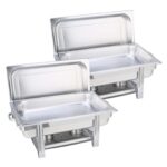 2x Single Tray Stainless Steel Chafing Catering Dish Food Warmer