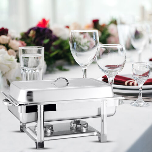 2x Double Tray Stainless Steel Chafing Catering Dish Food Warmer - Image 3