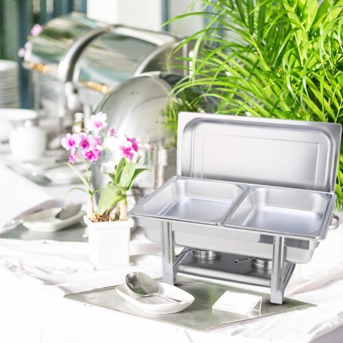 2x Double Tray Stainless Steel Chafing Catering Dish Food Warmer - Image 6
