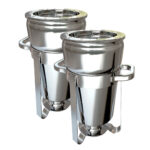 2x 11L Round Stainless Steel Soup Warmer Marmite Chafer Full Size Catering Chafing Dish