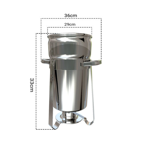 2x 11L Round Stainless Steel Soup Warmer Marmite Chafer Full Size Catering Chafing Dish - Image 2