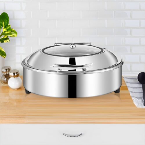 Stainless Steel Round Chafing Dish Tray Buffet Cater Food Warmer Chafer with Top Lid - Image 2