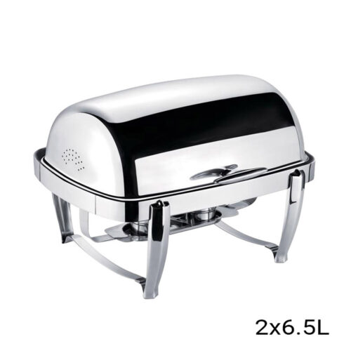 6.5L Stainless Steel Double Soup Tureen Bowl Station Roll Top Buffet Chafing Dish Catering Chafer Food Warmer Server - Image 2