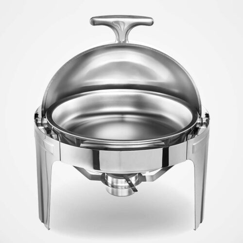 2x 6L Stainless Steel Chafing Food Warmer Catering Dish Round Roll Top - Image 2