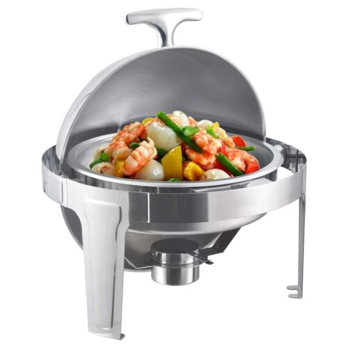 2x 6L Stainless Steel Chafing Food Warmer Catering Dish Round Roll Top - Image 4