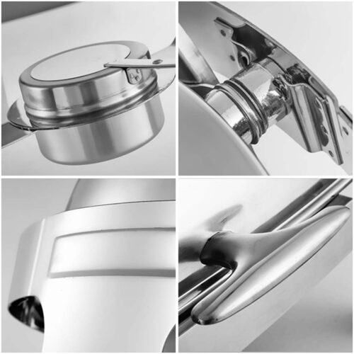 2x 6L Round Chafing Stainless Steel Food Warmer with Glass Roll Top - Image 5