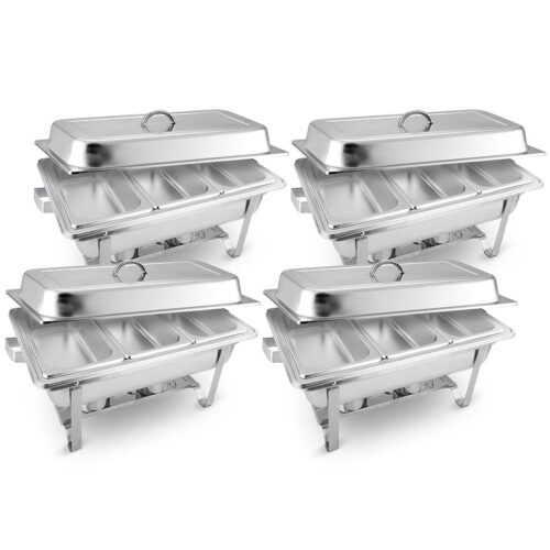 4x 3L Triple Tray Stainless Steel Chafing Food Warmer Catering Dish
