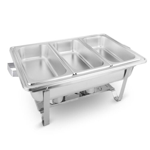 4x 3L Triple Tray Stainless Steel Chafing Food Warmer Catering Dish - Image 2