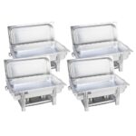 4x Stainless Steel Chafing Single Tray Catering Dish Food Warmer