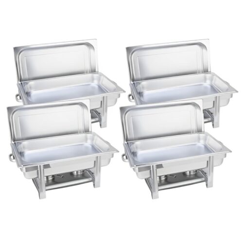 4x Stainless Steel Chafing Single Tray Catering Dish Food Warmer