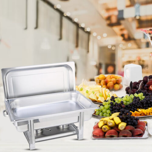 4x Stainless Steel Chafing Single Tray Catering Dish Food Warmer - Image 4