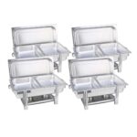 4x Stainless Steel Chafing Double Tray Catering Dish Food Warmer