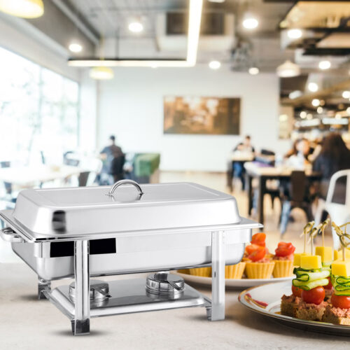4x Stainless Steel Chafing Double Tray Catering Dish Food Warmer - Image 2