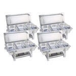 4x Stainless Steel Chafing Triple Tray Catering Dish Food Warmer
