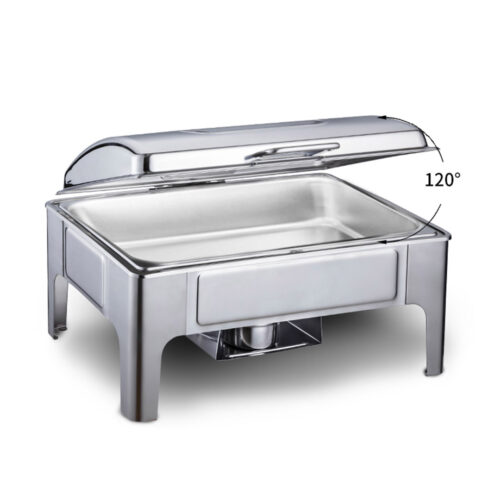 2x 9L Stainless Steel Soup Warmer Roll Top Chafer Chafing Dish Set with Glass Visual Window Lid - Image 4