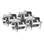 4x 6.5L Stainless Steel Double Soup Tureen Bowl Station Roll Top Buffet Chafing Dish Catering Chafer Food Warmer Server