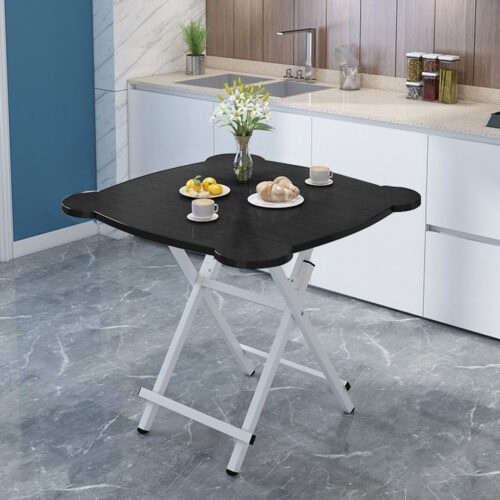 Black Minimalist Cat Ear Folding Table Indoor Outdoor Portable Stall Desk Decor - Image 2