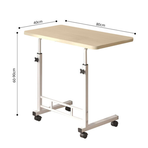 40x80cm White Maple Bedside Table Movable Bedroom Desk Student Computer Table - Image 6