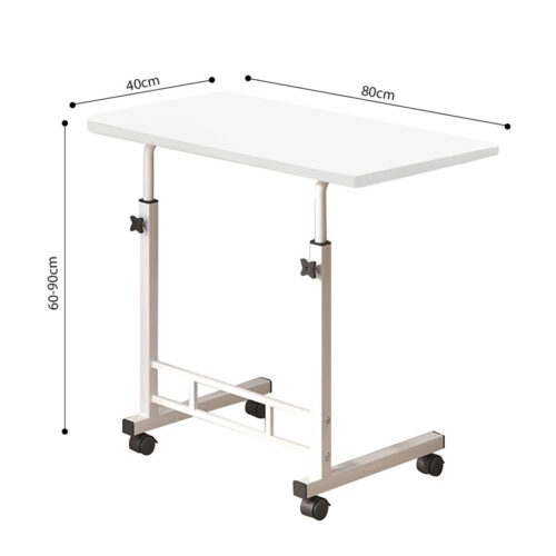 40x80cm White Bedside Table Movable Bedroom Desk Student Computer Table - Image 6