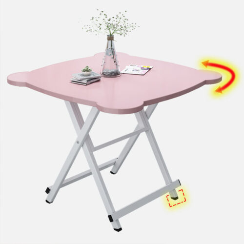 2x Pink Minimalist Cat Ear Folding Table Indoor Outdoor Portable Stall Desk Decor - Image 3