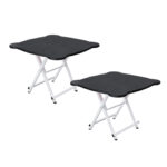 2x Black Minimalist Cat Ear Folding Table Indoor Outdoor Portable Stall Desk Decor