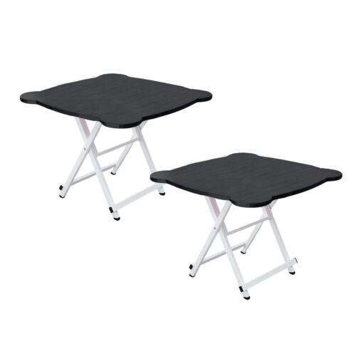 2x Black Minimalist Cat Ear Folding Table Indoor Outdoor Portable Stall Desk Decor