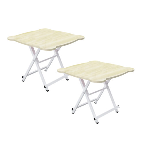 2x White Minimalist Cat Ear Folding Table Indoor Outdoor Portable Stall Desk Decor