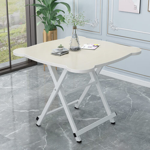 2x White Minimalist Cat Ear Folding Table Indoor Outdoor Portable Stall Desk Decor - Image 2