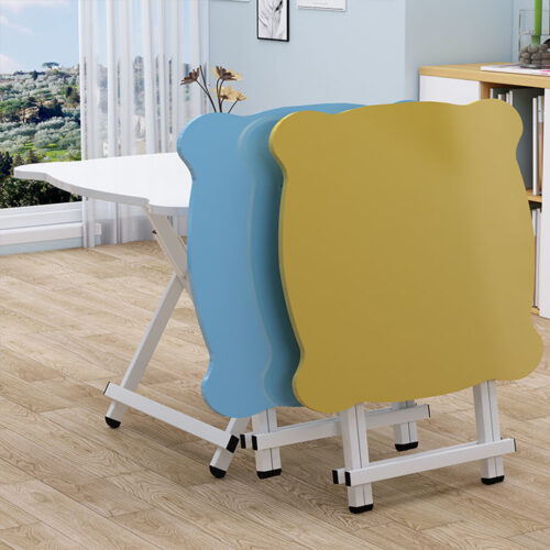 2x White Minimalist Cat Ear Folding Table Indoor Outdoor Portable Stall Desk Decor - Image 4