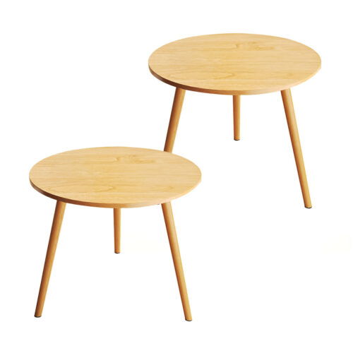2x 60x60cm Walnut Small Side Coffee Table Decor