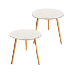 2x 60x72cm White Small Side Coffee Table Decor
