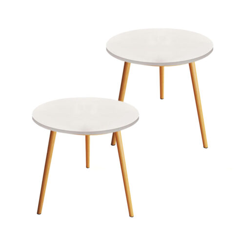 2x 60x72cm White Small Side Coffee Table Decor