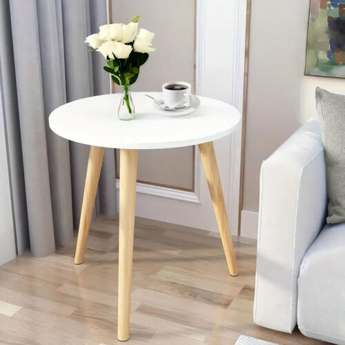 2x 60x72cm White Small Side Coffee Table Decor - Image 3
