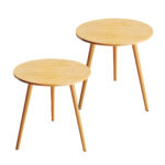 2x 60x72cm Walnut Small Side Coffee Table Decor