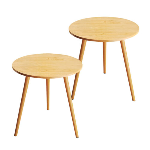 2x 60x72cm Walnut Small Side Coffee Table Decor