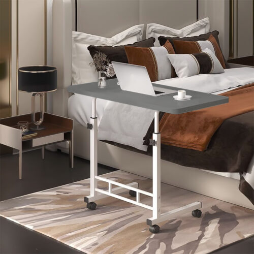 2x 40x80cm Gray Bedside Table Movable Bedroom Desk Student Computer Table - Image 2