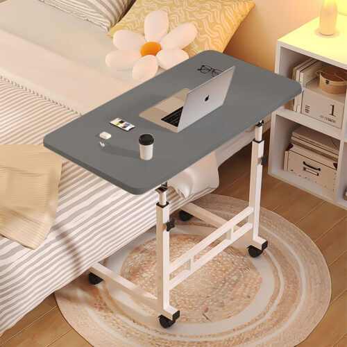 2x 40x80cm Gray Bedside Table Movable Bedroom Desk Student Computer Table - Image 3
