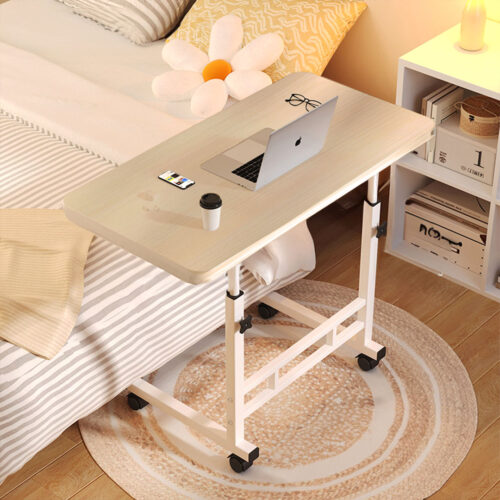 2x 40x80cm White Maple Bedside Table Movable Bedroom Desk Student Computer Table - Image 3