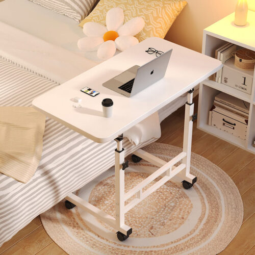 2x 40x80cm White Bedside Table Movable Bedroom Desk Student Computer Table - Image 3