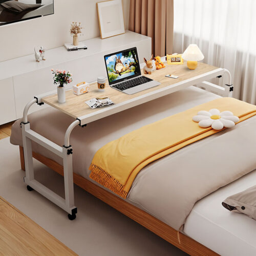 120x45cm Wood Cross Bed Movable Desk Table Adjustble Length Height - Image 2
